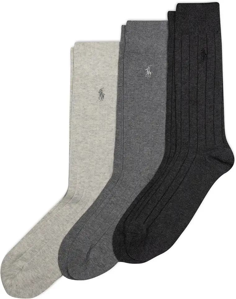POLO RALPH LAUREN Men's Ribbed Dress Crew Socks (3-Pair)
