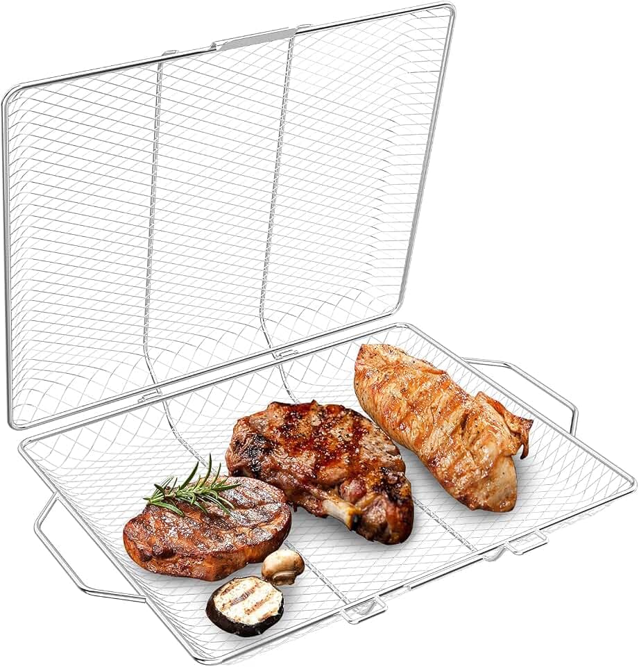 Skyflame Stainless Steel Portable Grill Basket for Most Outdoor Grill