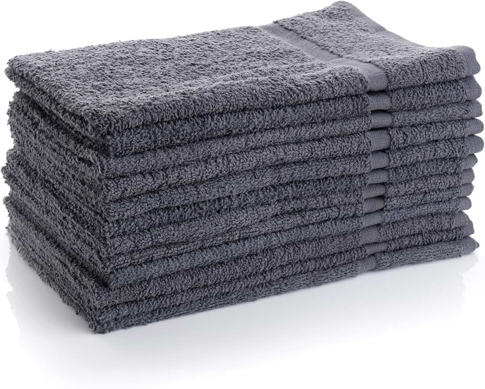 Simpli-Magic Cotton Hand Towels 16"x27" (12 Pack) – Soft Towels for Bathroom, Kitchen, Salon & Gym (Gray)