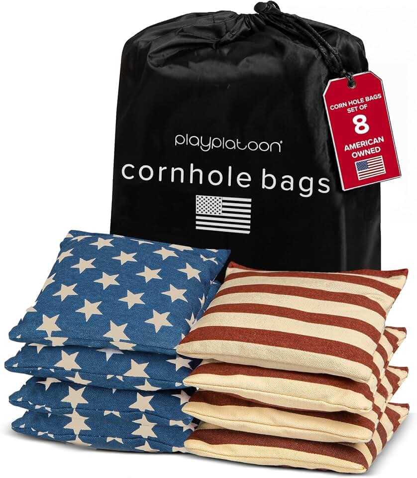 Play Platoon Cornhole Bags Set of 8 Regulation Size & Weight Duck Cloth