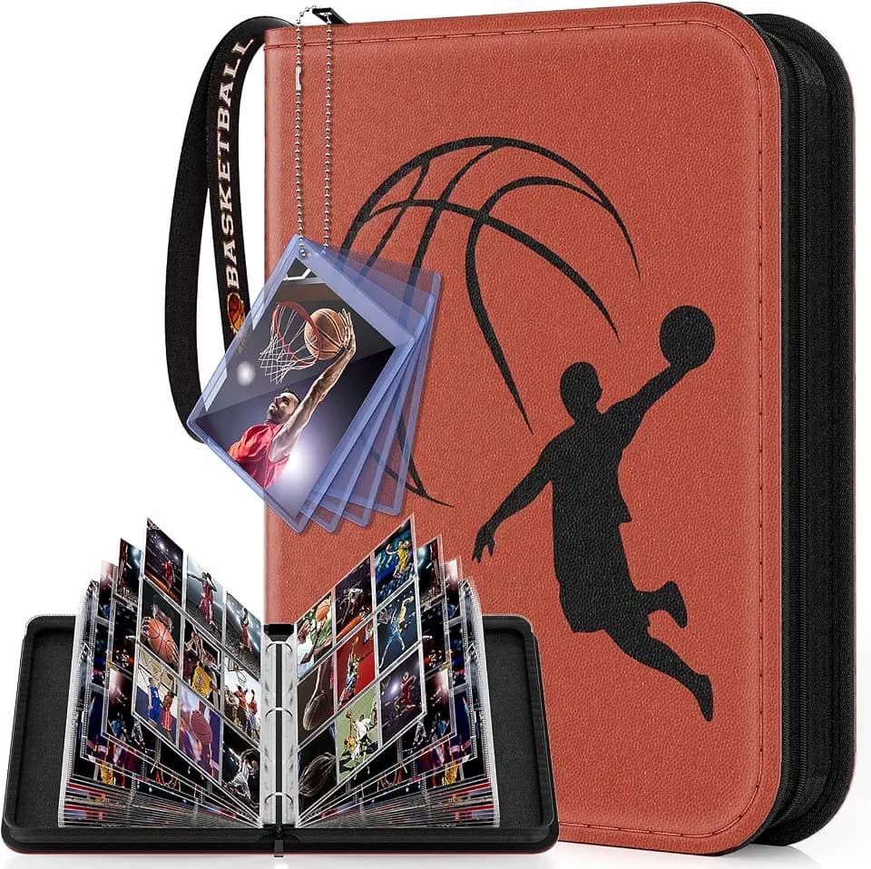 Basketball Card Binder 720 Pocket, Sports Card Binder with Card Display Design, Premium Card Holder with Sports Pattern Wristband Fit for Basketball Cards 2026