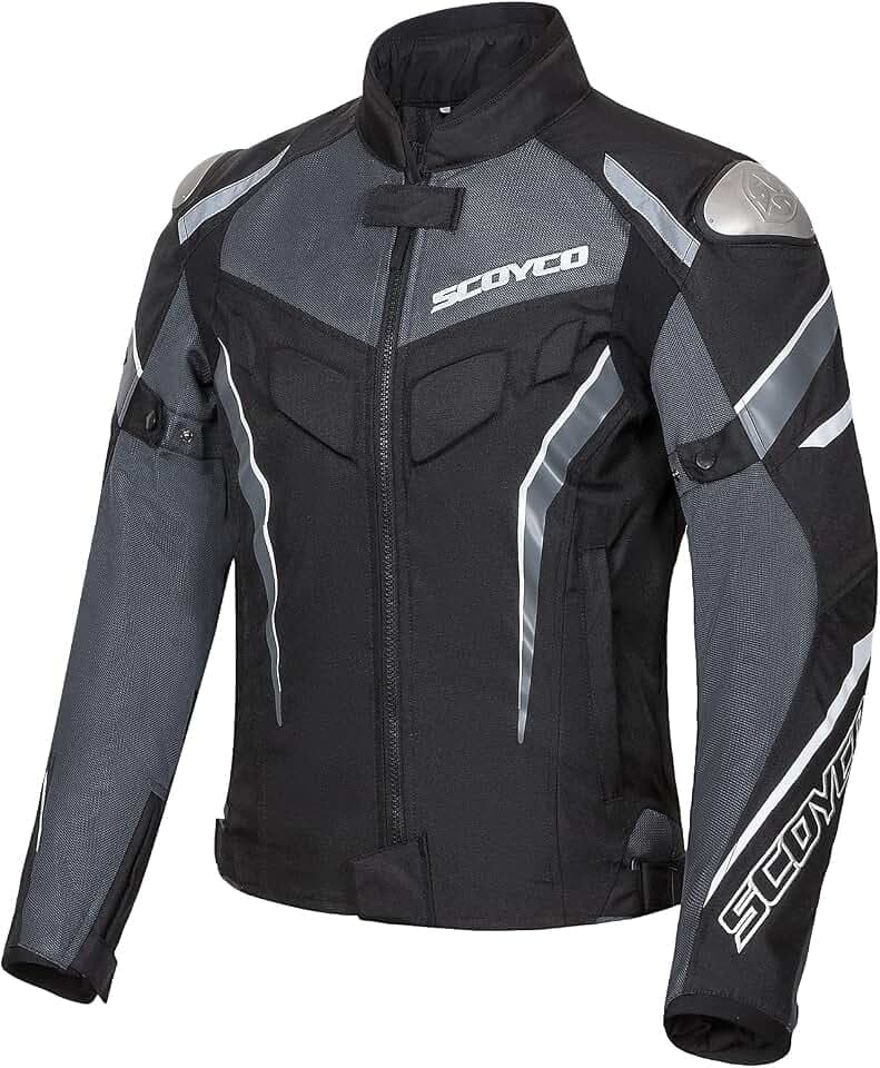 Scoyco Mesh Motorradjacke Motorrad Biker Reiten Verschleißfeste Jacke Atmungsaktive Schutzausrüstung für Herren 4 Jahreszeiten