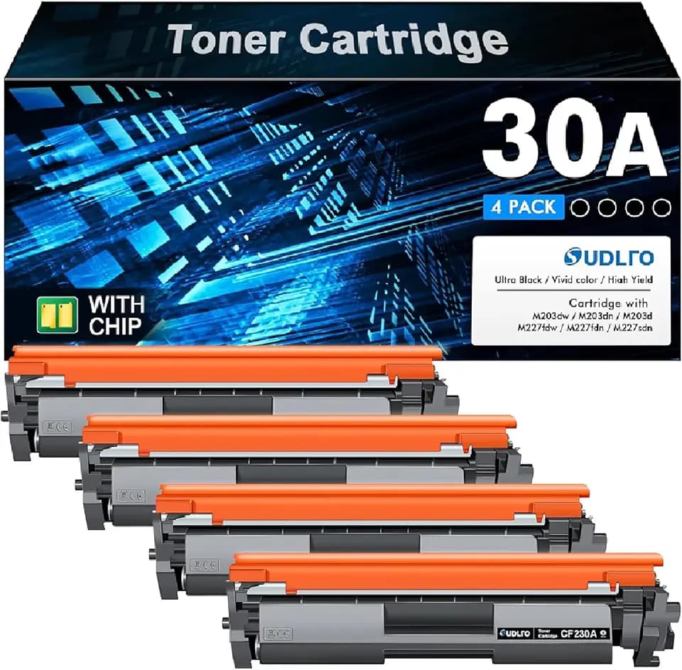 30A Toner Cartridge Black CF230A Replacement for HP 30A 30X CF230X 4 Pack