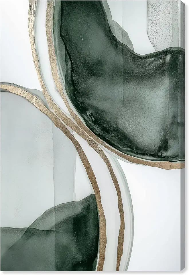 Art Remedy Ebb and Flow Canvas Green Abstract Art, Gallery Wrapped, 30" x 45"