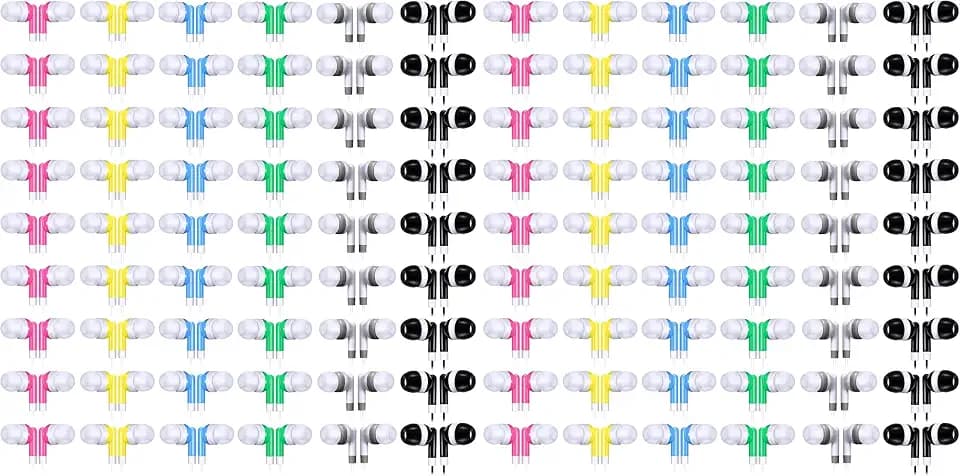 Konohan 60 Pack Wired Earbuds Bulk with 3.5mm Jack, Colorful