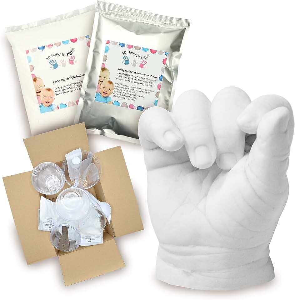 Kinder Handabdruck Set – 3D Gipsabdruck Komplettset mit Zubehör, Made in EU, bis zu 5 Abdrücke – hautfreundlich & leicht anzuwenden – Erinnerung für Kinder 1–6 Jahre (Kinder Komplettset)
