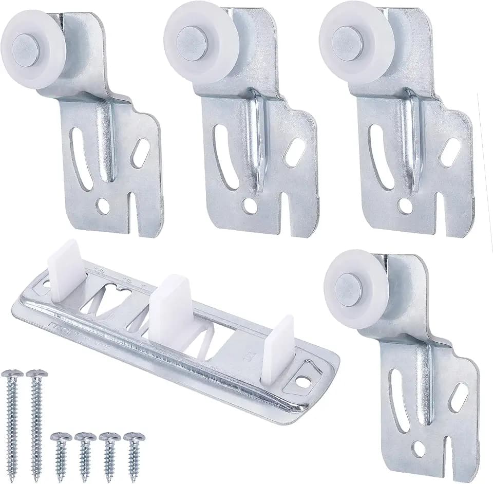 5 Pcs Sliding Closet Door Roller Kit, Wardrobe Door Roller with Slide Track