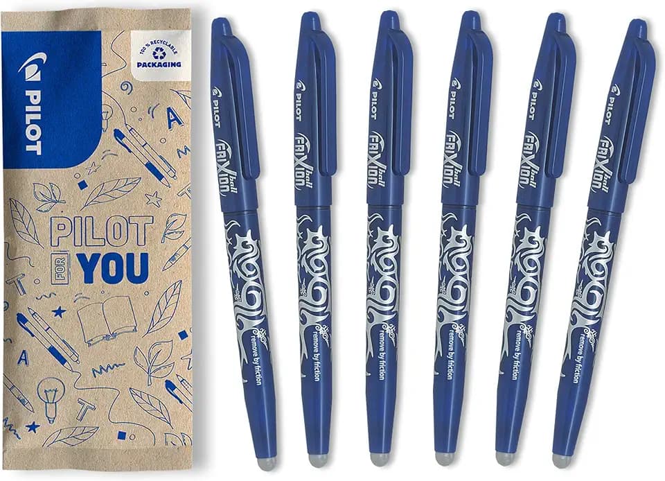Pilot FriXion Ball, Radierbarer Tintenroller, Blau, 6 Stück (1er Pack)