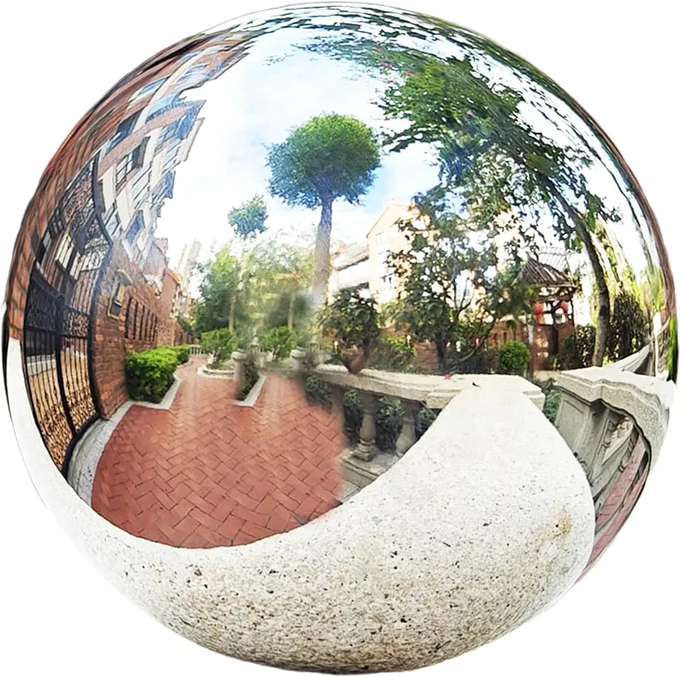 10 inch Gazing Ball Stainless Steel Gazing Globe Mirror Reflective Garden Sphere Floating Pond Balls Gazing Ball Shiny Home Outdoor Ornament (Silver)