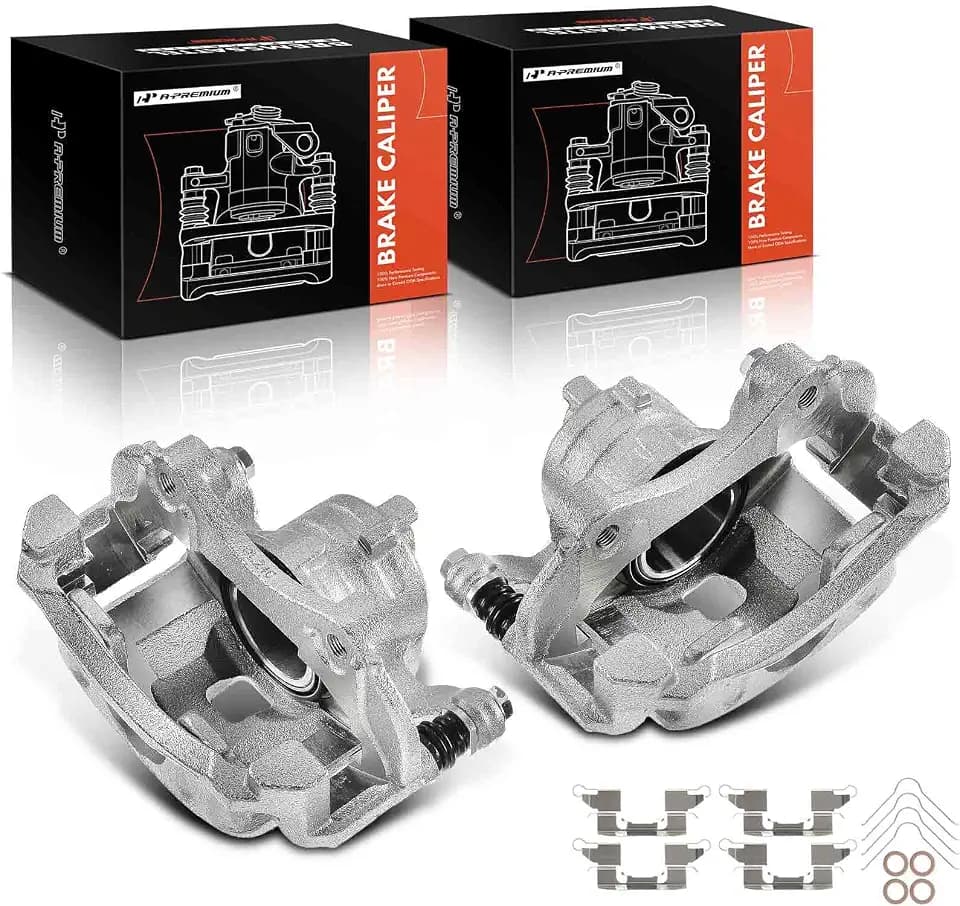 A-Premium Disc Brake Caliper Assembly with Bracket Compatible with Nissan Models - Versa 2012-2019, Versa Note 2014-2019, March 2012-2015, Micra 2015-2017 - Front Side