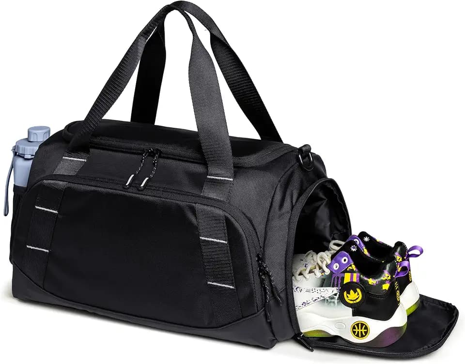 Small Gym Bag for Men, Travel Duffle Bag with Shoe Compartment