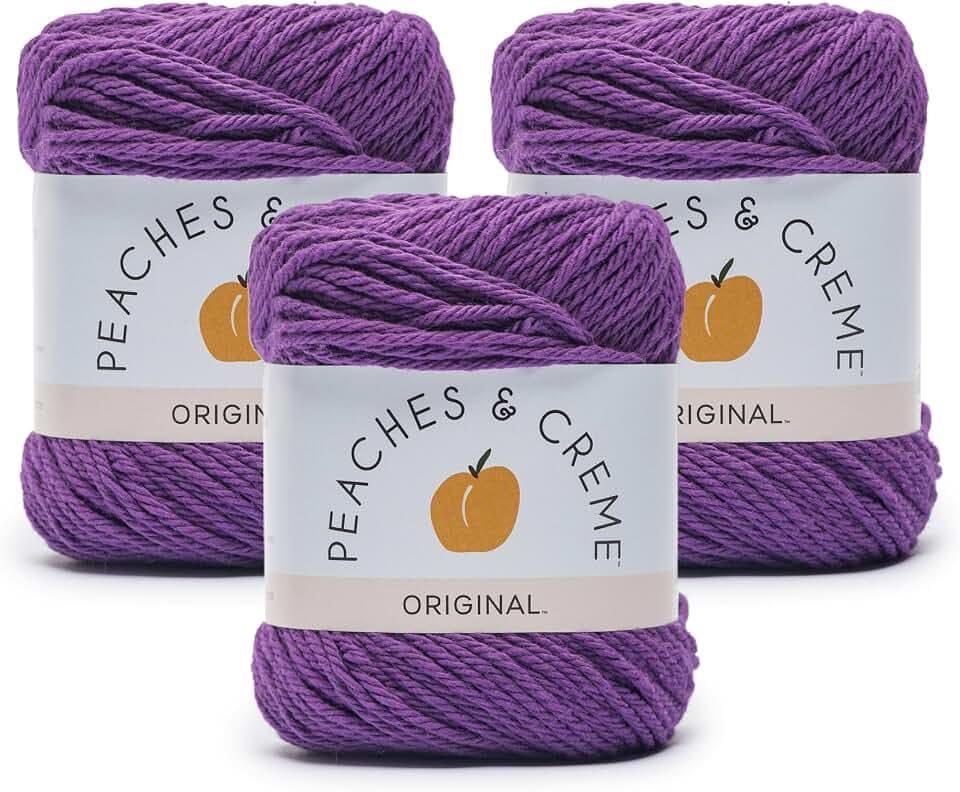 Peaches & Creme Solids 100% Cotton Yarn for Crocheting Black Currant 3 Pack