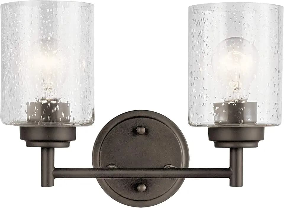 Kichler Winslow 2-Light Farmhouse Vanity Light, Olde Bronze