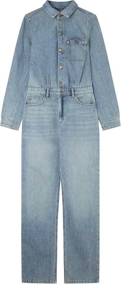 Springfield Damen Langärmliger Denim-Overall Jeans