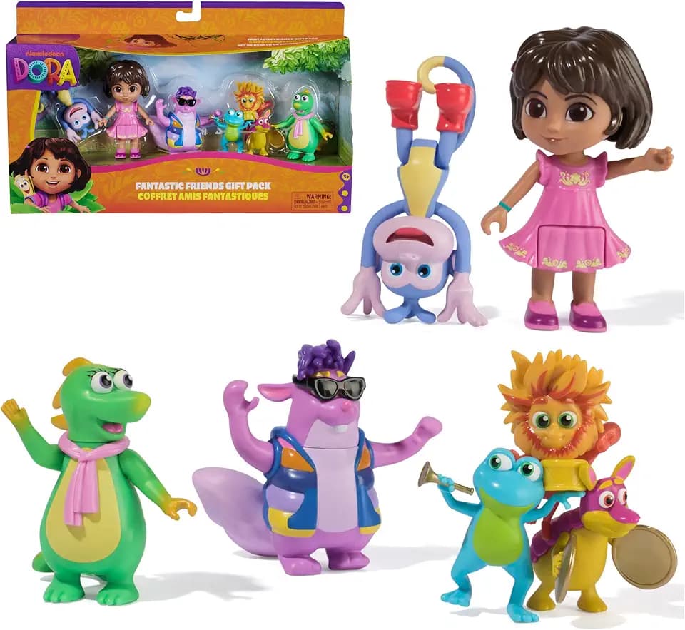 Dora Fantastische Freunde Geschenkset - Set mit Vier Figuren ca. 9 cm und kleinem Musikband-Trio zur beliebten TV-Serie für Vorschulkinder, für fantasievolles Spielen für Kinder ab 3 Jahren