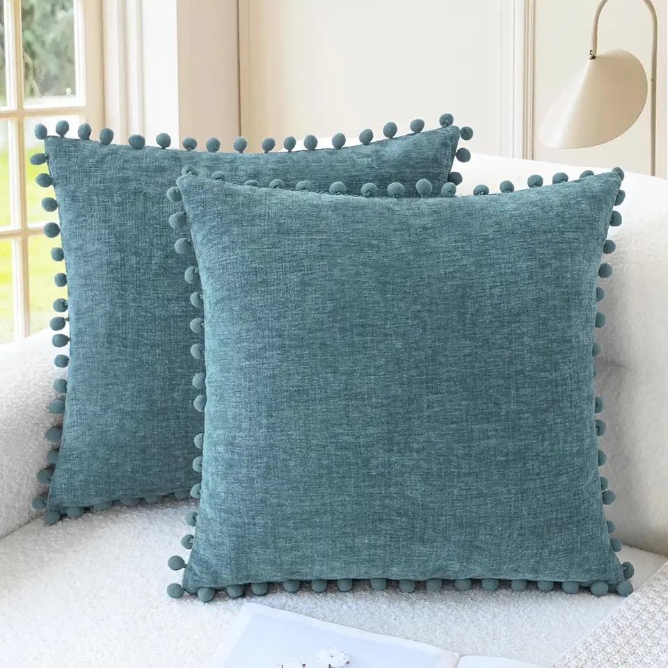 CaliTime Decorative Couch Throw Pillow Covers 16 X 16 Inches Smoke Blue