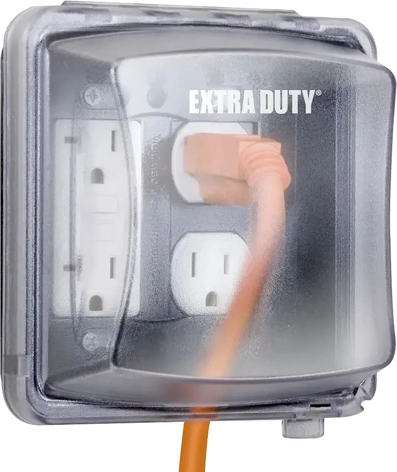 TayMac 2-Gang Weatherproof In-Use Outdoor Outlet Cover, 55-in-1, Clear