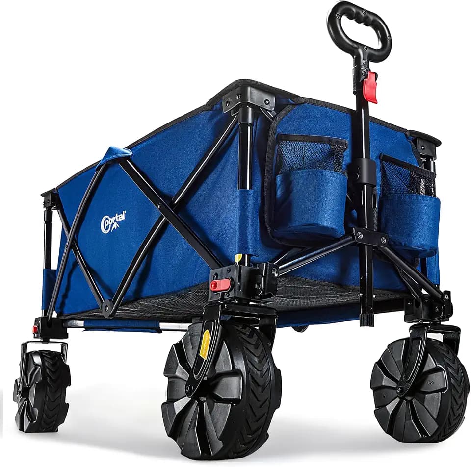PORTAL Bollerwagen faltbar schnellspannere breite Reifen 102KG Klappwagen Handwagen klappbar Faltwagen Transportwagen für Camping Strand Einkaufen
