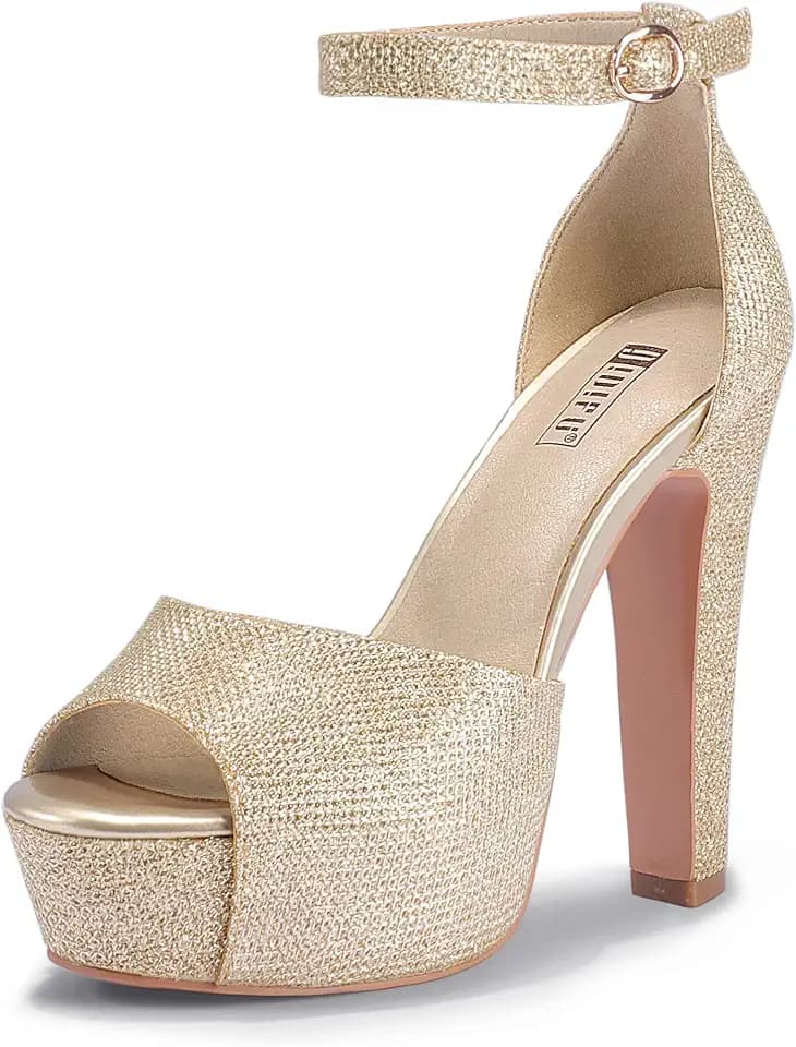 IDIFU Platform Block Chunky High Heels for Women Peep Toe Heeled Sandals
