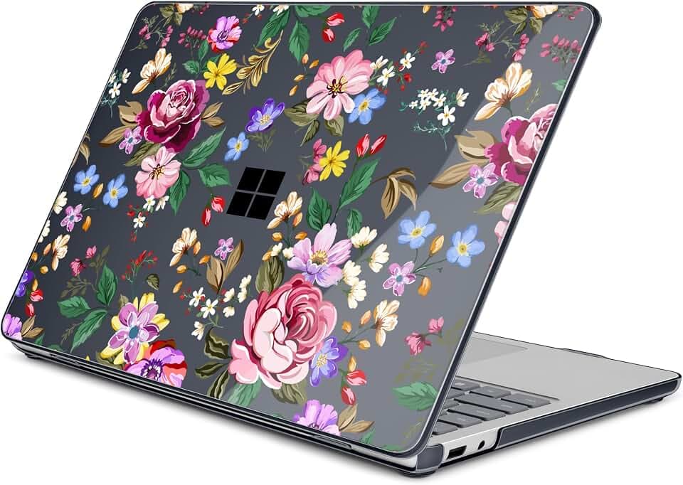 Creative Clear Case for Microsoft Surface Laptop 13 inch Copilot+ PC 2025 2026 for Business, Ultra-Slim Lightweight Protective Cover with Artistic Pattern, Bright Flowers