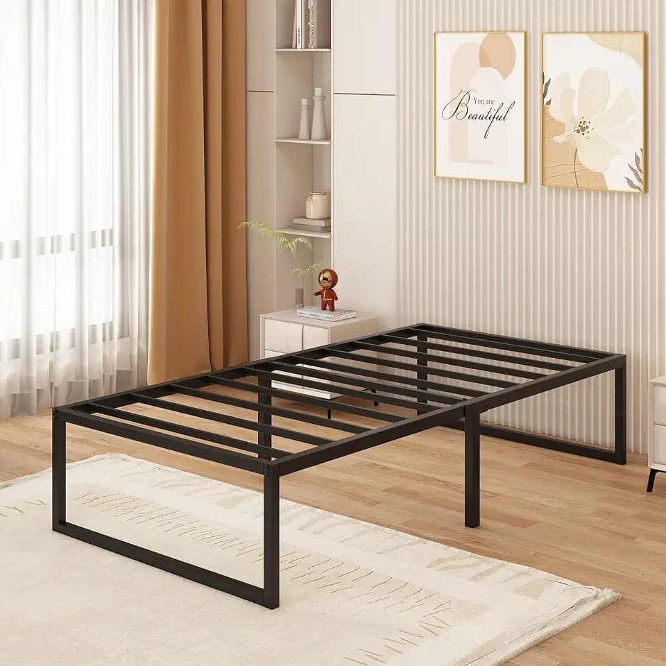 Yicensen Metallbett 90x200 cm Einzelbettgestell mit Stahllattenstütze