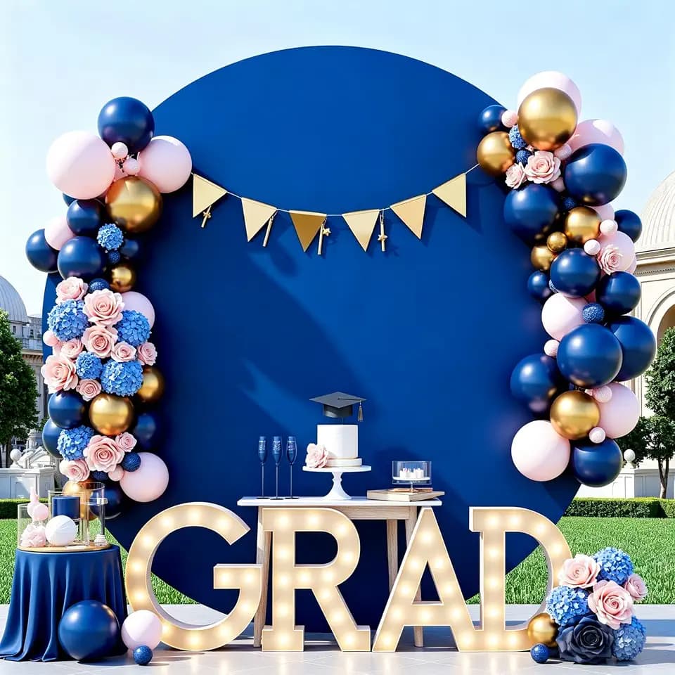 GALLETY Royal Blue 7.2FT Round Backdrop Cover for 5-7.2ft Stands - Polyester Adjustable Arch Decoration for Wedding, Party, Photography