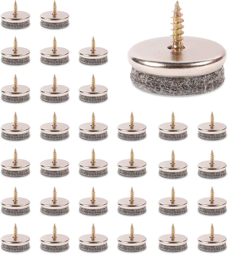 Möbel-Filz-Pads – 28 mm Durchmesser Filz-Pads für Möbelfüße. 5MM Dicke Stuhlbein-Bodenschoner. Möbelpads mit einfacher Schraubmontage sind ideale Bodenschutzpads (32er Pack)