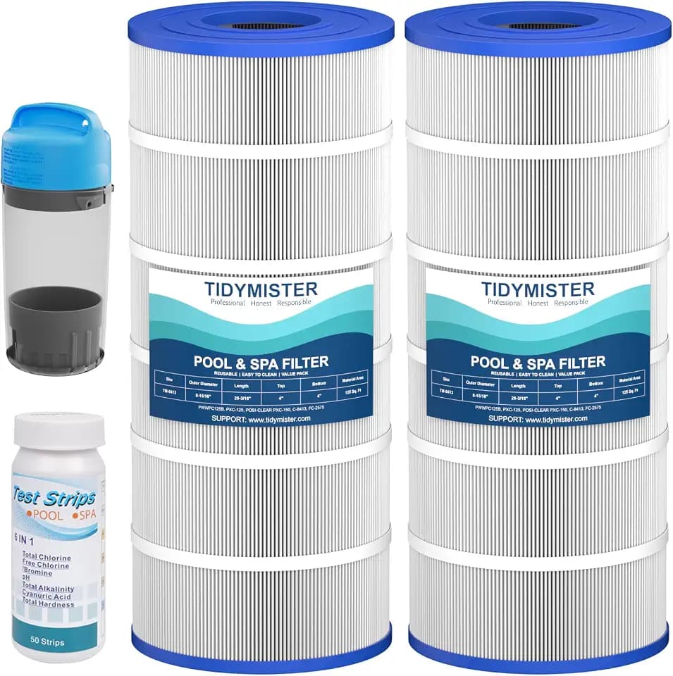 TidyMister Advanced Pool Filter Cartridge TM-8413 Compatible with PWWPC125B, PXC-125, Posi-Clear PXC-150, C-8413, Waterway Proclear 125,FC-2575,L x OD:28-3/16” x 8 15/16",125 Sq. Ft,2 Pack