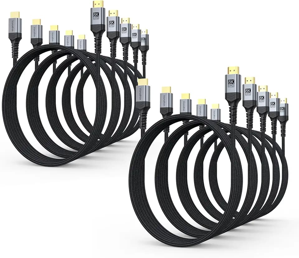 8K HDMI Cable 3 FT 10-Pack, High Speed HDMI Cord 2.1 3FT 48Gbps Multipack