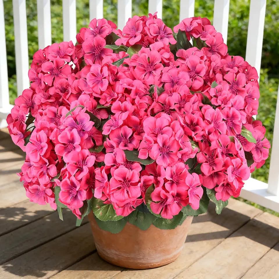 Artificial Geraniums Fake Flowers for Outdoors,6 PCS Rose Red Faux Plant