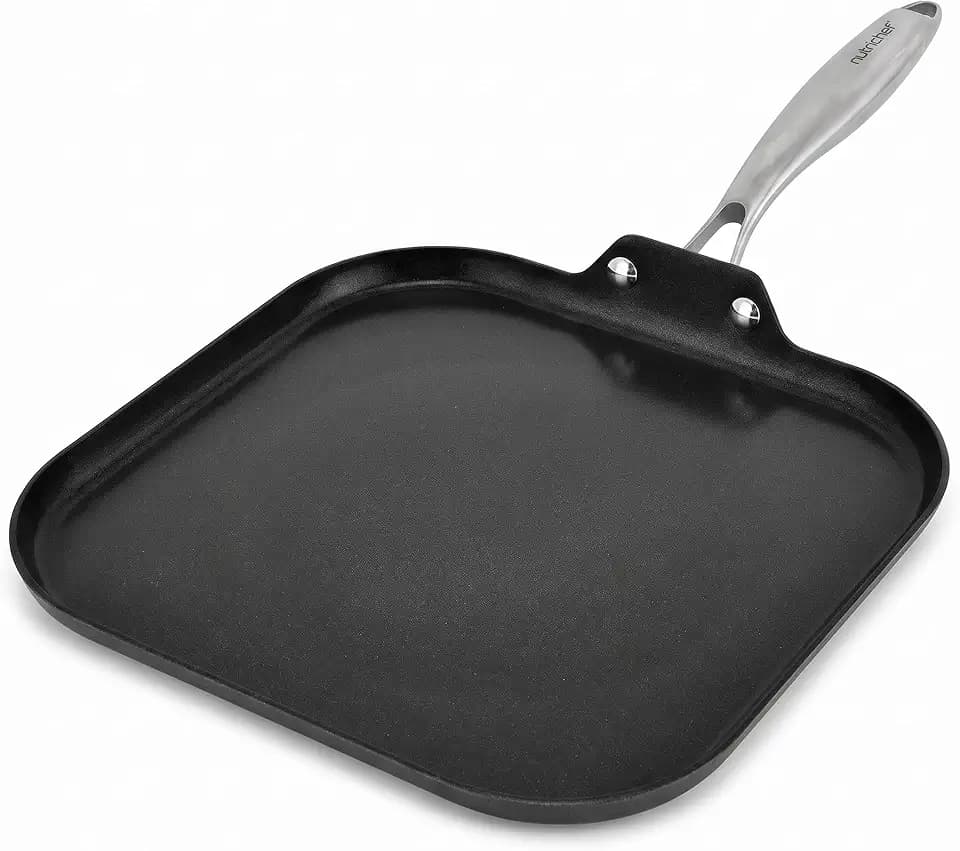NutriChef 11-Inch Griddle Pan | Ceramic Non-stick with Induction Base