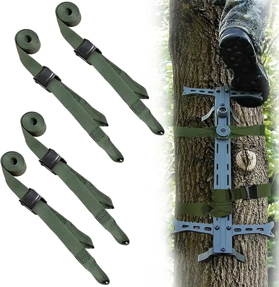 4 PCS Hunting Climbing Straps, Tree Stand Stabilizer Straps Accessories for Climbing Sticks, Tree Steps, Ladder, Hang-On Stand, Tree Platform and Hanging Holding Gear