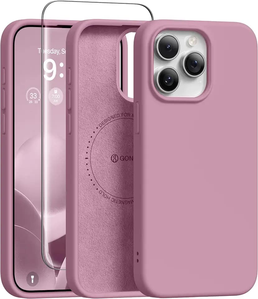 GONEZ Magnetic for iPhone 15 Pro Max Case, Silicone Cover Blackcurrant