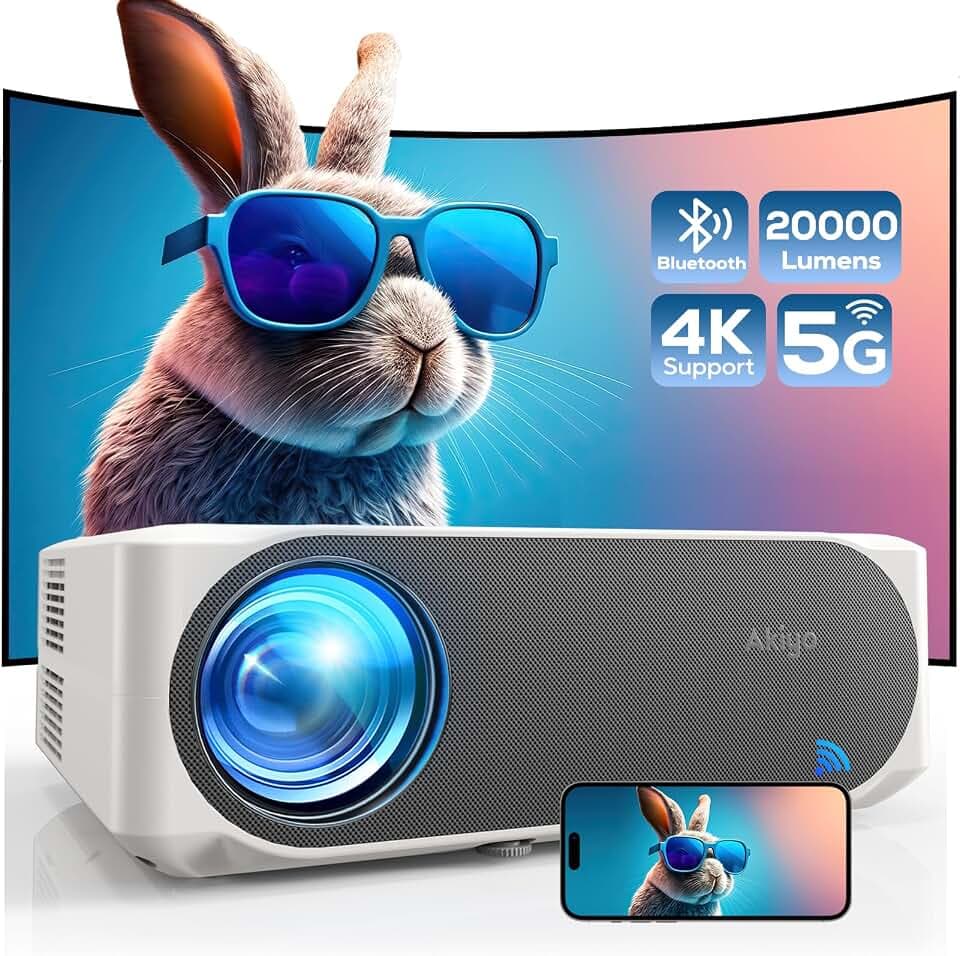 Projektor, AKIYO O8 WiFi Projektor Full-HD 1080P, Videoprojektor, tragbarer Outdoor-Heimkino-Filmprojektor, kompatibel mit iOS/Android/Tablet/PC/TV-Stick/USB