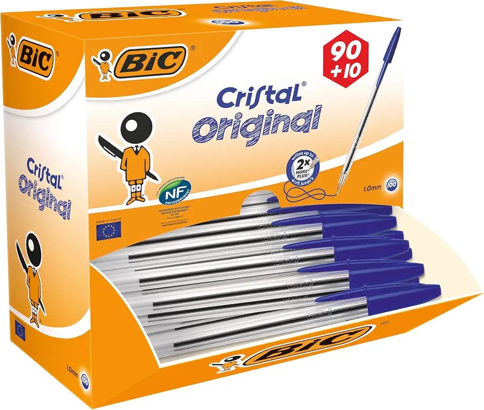 BIC CRISTAL Original Kugelschreiber Blau, 0,32 mm Strichstärke, 100 Stück