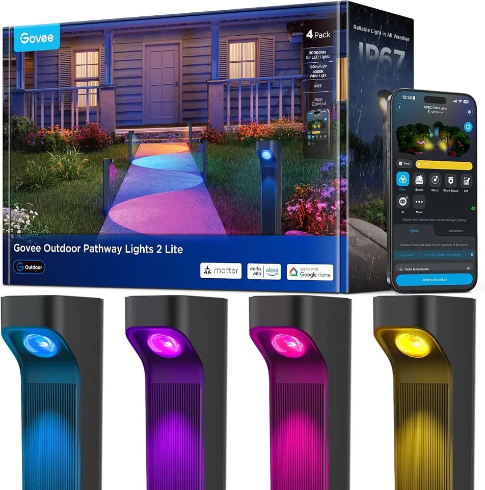 Govee Wegeleuchten Außen 2 Lite RGBWIC, Smart Gartenbeleuchtung, IP67, 4pcs