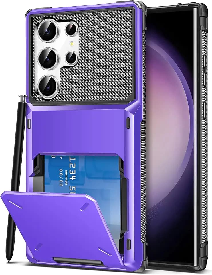 COOYA for Samsung S23 Ultra Case Wallet 5 Credit Card Holder,6.8 in Purple