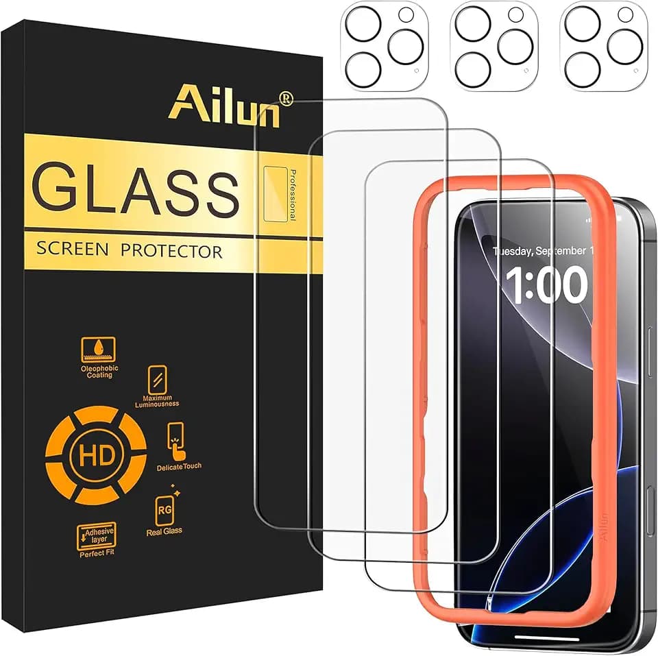 Ailun Screen Protector + Camera Lens Protector for iPhone 16 Pro Max