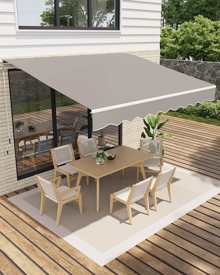 GarveeHome Gelenkarmmarkise 300 x 250 cm, UV50+ & wasserabweisend, mit Kurbel & Wandhalterung Länge + Winkel einstellbar, Markise für Terrasse & Balkon, Sonnenschutz Balkonmarkise Gelenkmarkise