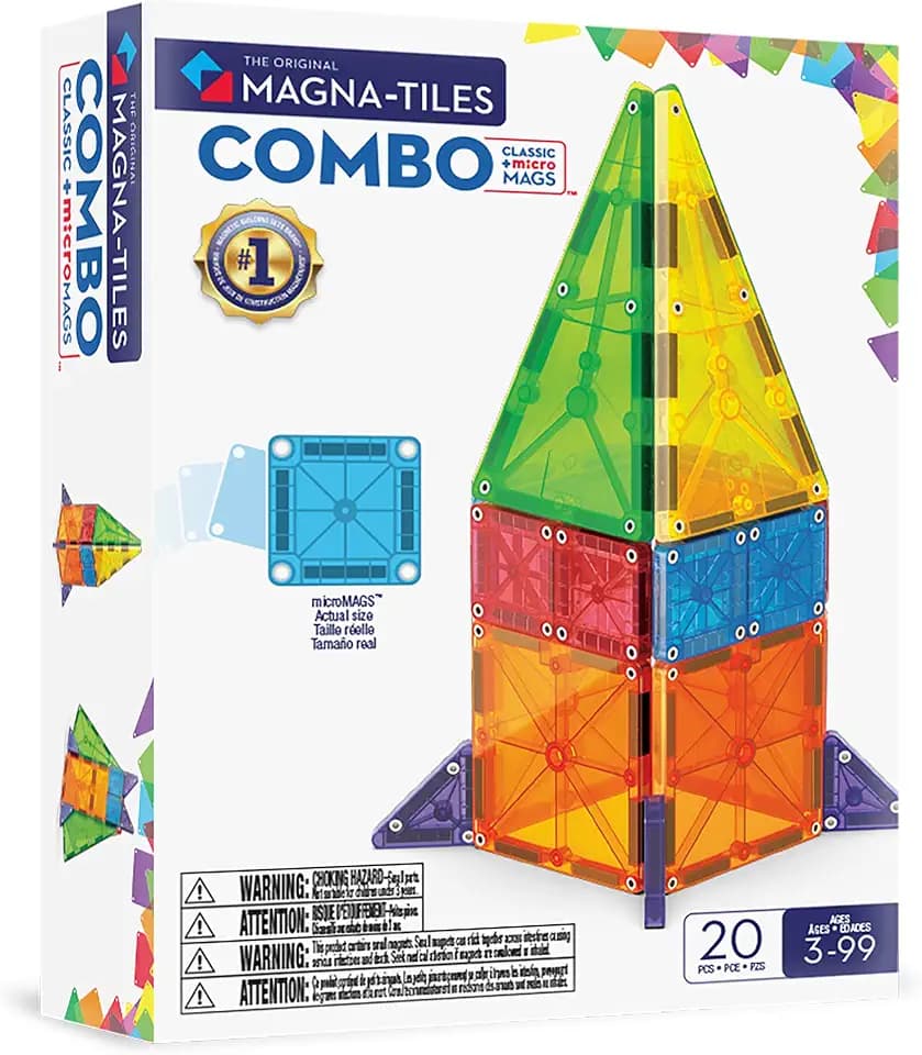 MAGNA-TILES Combo 20-Piece Magnetic Construction Set, The Original Magnetic Building Brand