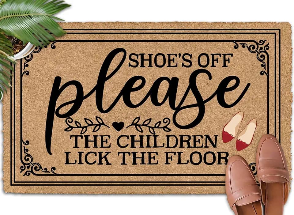Shoes Off Children Lick The Floor Funny Doormat, 30x18 inch