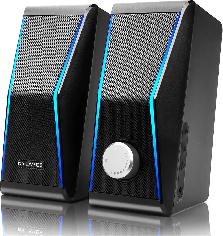 Nylavee Computer Speakers for Desktop PC, Bluetooth AUX PC Speakers RGB