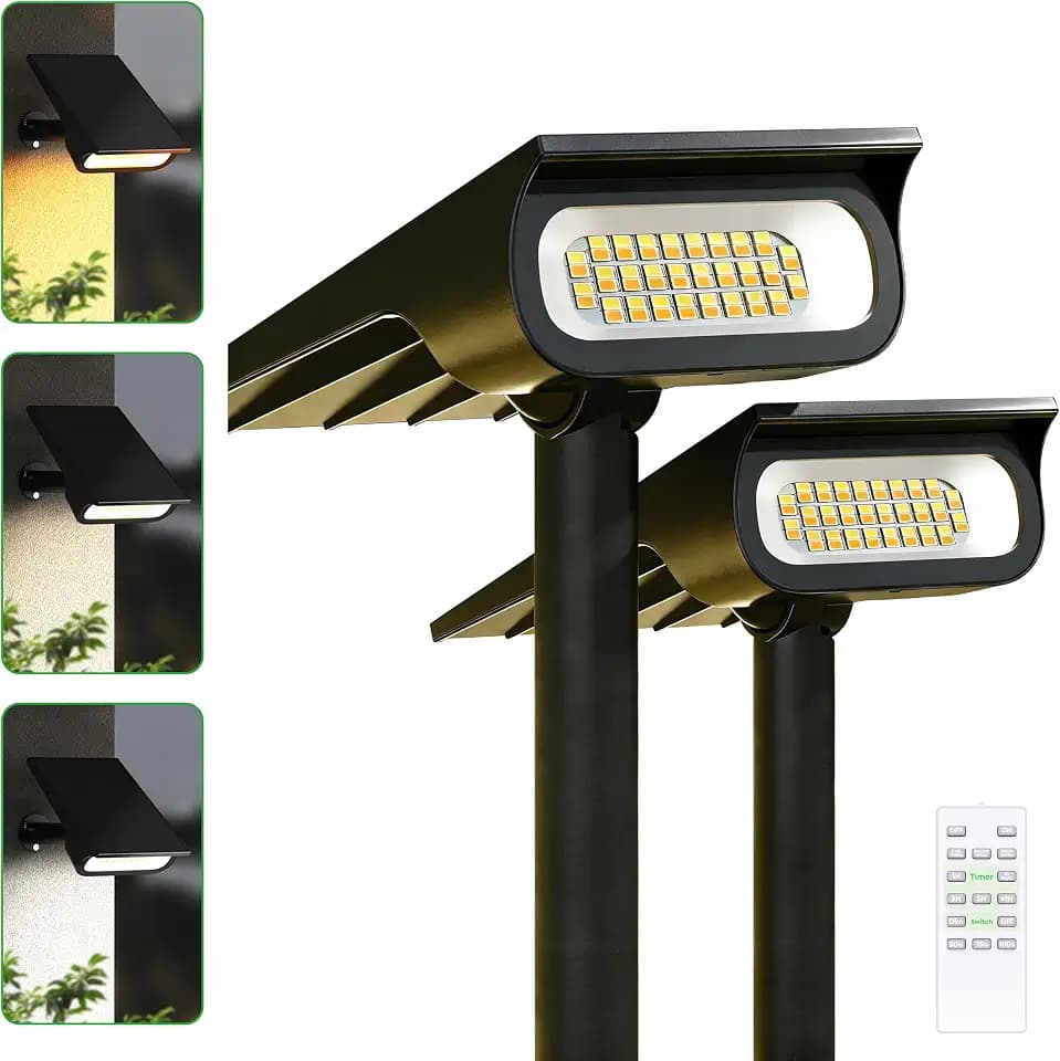 intelamp Solar Spotlights Outdoor Waterproof 4000mAh 3 Color with Remote