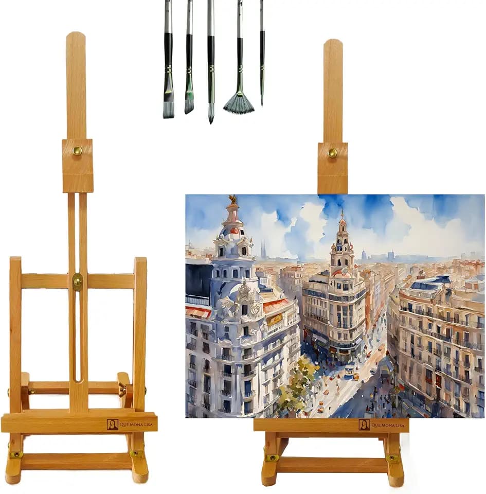 RUBENS Faltbare Tischstaffelei, Höhenverstellbar für Leinwand, Staffelei aus Buchenholz zum Malen, Modern, Light Brown