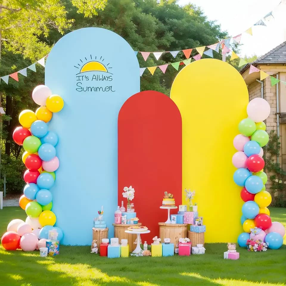 Red Yellow Blue Arch Backdrop Cover Set of 3 Spandex Photo Arch Covers Stretchy Backdrop Baby Shower Birthday Party Arch Covers 7.2 6.6 6 FT Arch Stand Cover Bridal Shower Banquet Decoration