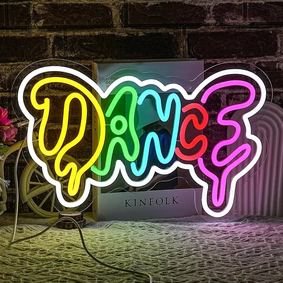 Dance Neon Sign for Wall Decor Colorful Dripping Letter Neon Light Music Neon Light Sign Dance Led Light Sign for Dancing Party Club Bar Accessories