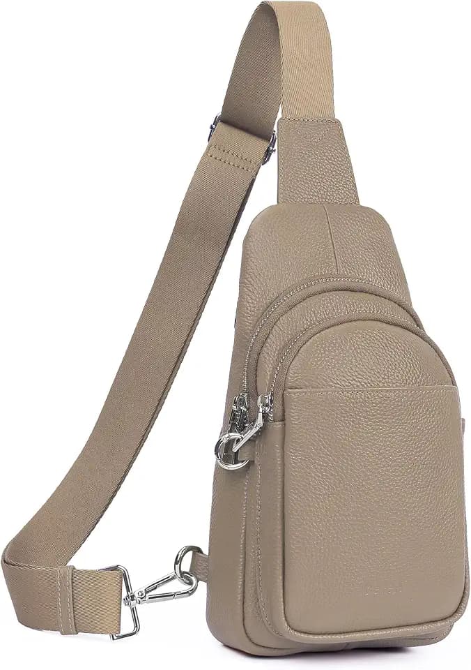 befen Genuine Leather Sling Bag for Women Anti-Theft Crossbody Chest Bags Fanny Packs for Travel with RFID Card Slots