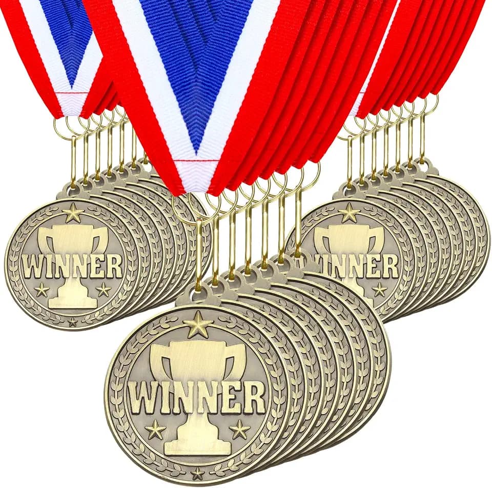 Remuuly 30 Pcs Award Medal Trophy with Neck Ribbon 2''