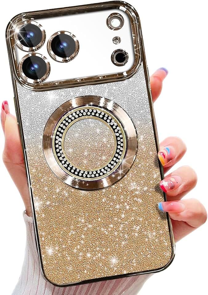 Misscase Glitter Case for iPhone 18 Pro/iPhone 17 Pro Magnetic Gold