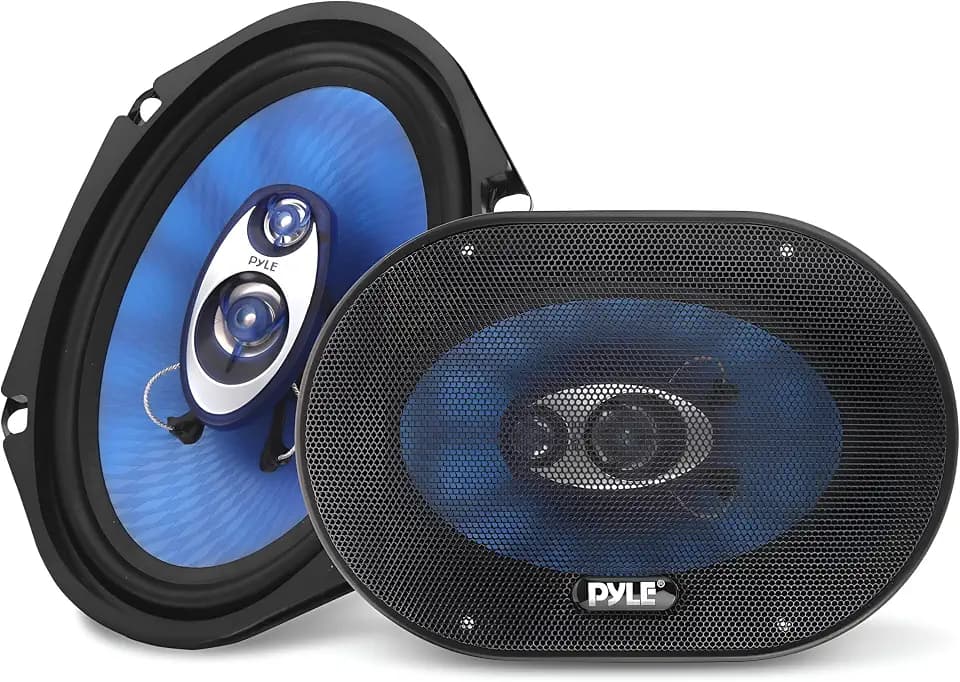 Pyle 6" x 9" Car Sound Speaker (Pair) - Upgraded Blue Poly Injection Cone 4-Way 400 Watts w/ Non-fatiguing Butyl Rubber Surround 50-20Khz Frequency Response 4 Ohm & 1.25" ASV Voice Coil PL6984BL Blue